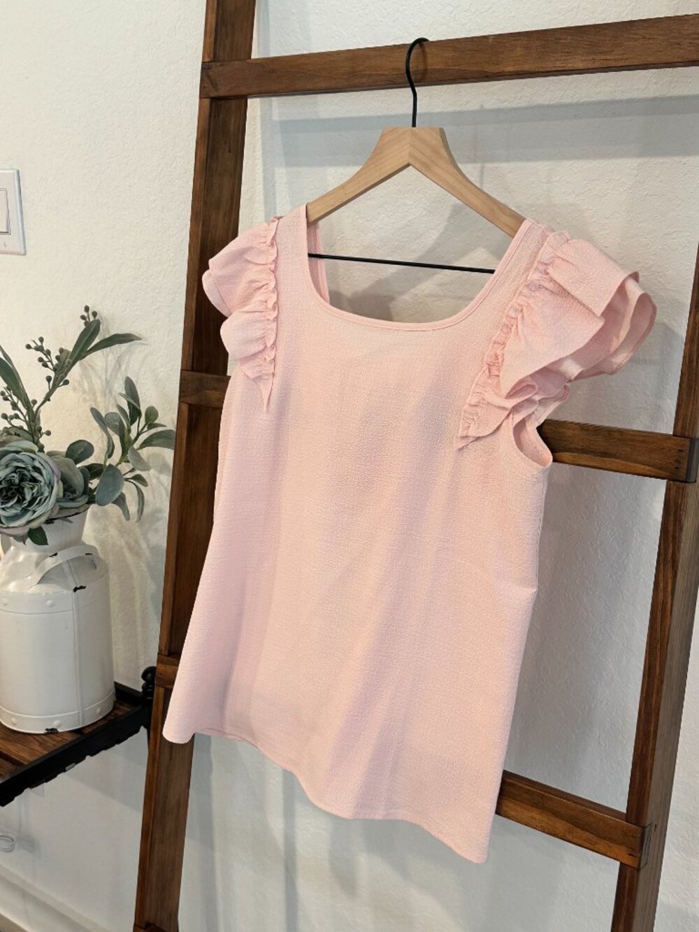 Pink Ruffle Sleeve Bow Back Blouse Small Feminine Coquette Top NWOT - Picture 5 of 11